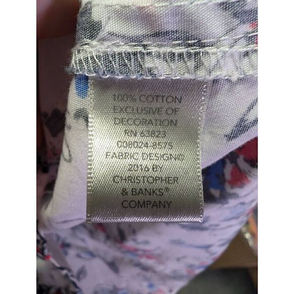 Christopher & Banks Floral Print Button Down Long Sleeve Size Petite Medium - Picture 4 of 5